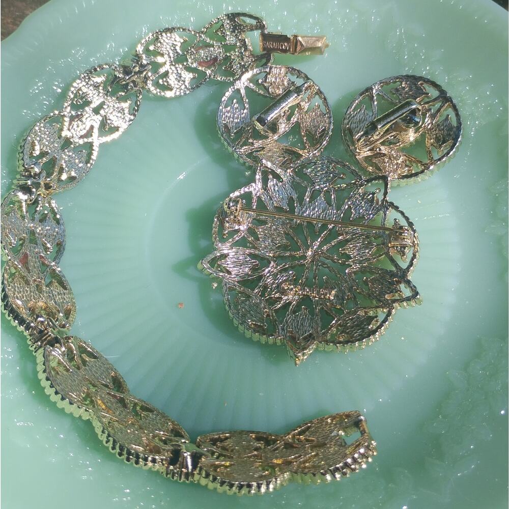 Vintage 1969 Sarah Coventry Acapulco Jewelry Set – Brooch, Bracelet & Earrings - Picture 2 of 3
